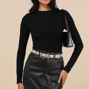 Black Runched Long Sleeve Top